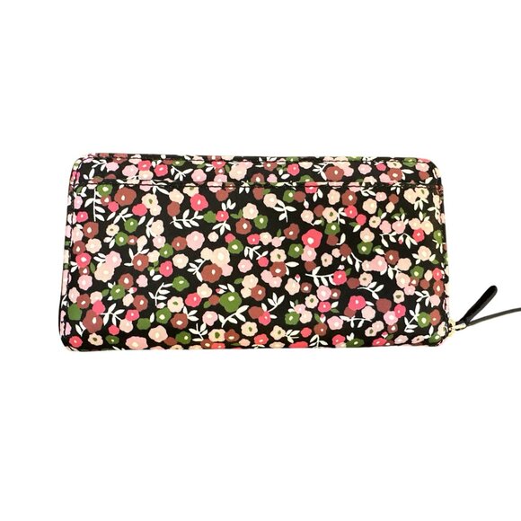 Kate Spade Black Floral Zip-Around Wallet w/Gold-Tone Accents - Picture 2 of 8
